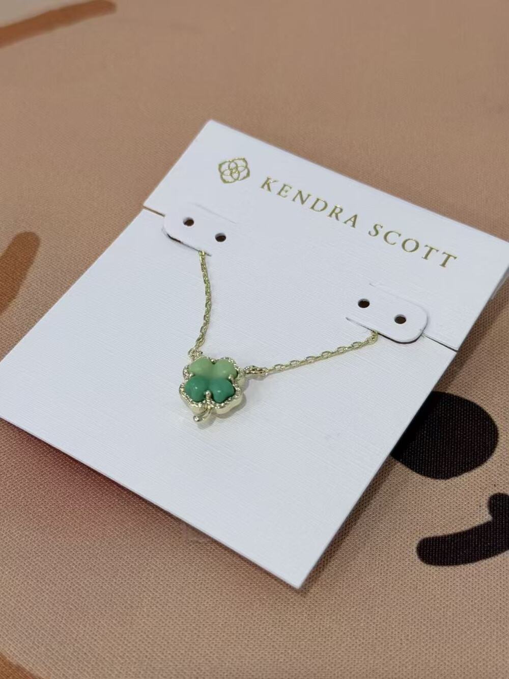 Kendra Scott Gold Green Clover Pendant Necklace